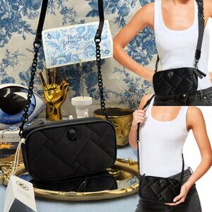 🆕 KURT GEIGER LONDON 🧿 NWT Small Recycled Duo Zip Camera Bag, Black Drench
